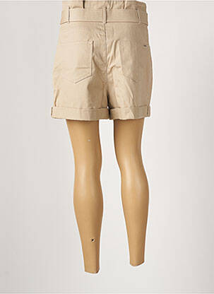Short fermeture zippée sous rabat avec crochet taille haute beige MORGAN femme