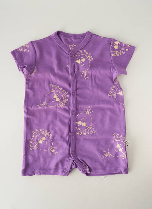 Combishort imprimé fantaisie manches courtes violet HELLO ELAÉ enfant