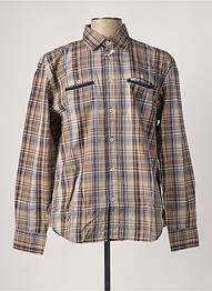Chemise manches longues poches poitrine marron QUINZE & TREIZE homme
