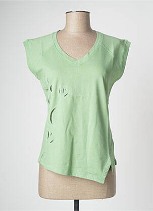 Top tissage jersey manches courtes vert CLOUD'S femme