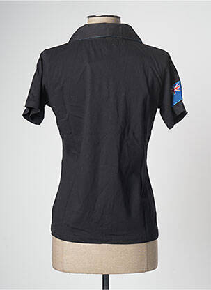 Polo broderie motifs brodés manches courtes noir THE HAKADANCE femme