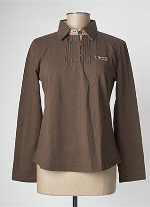 Polo broderie manches longues vert COMPTOIR DU RUGBY femme