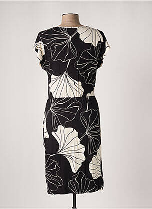 Robe mi-longue imprimé fantaisie manches courtes noir GEISHA femme