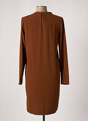 Robe mi-longue manches longues manches longues marron GEISHA femme