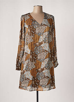 Robe courte coupe évasée manches longues marron LOLA ESPELETA femme