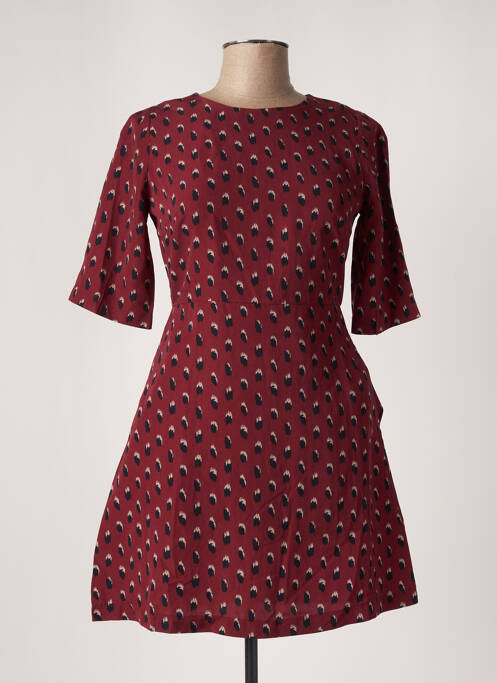 Robe courte fermeture zippée au dos manches courtes rouge MOLLY BRACKEN femme