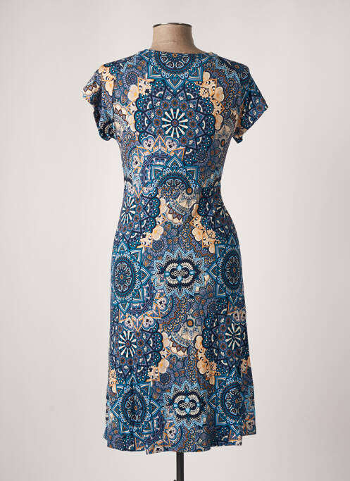 Robe mi-longue bleu GEISHA pour femme