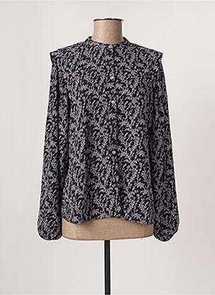 Chemisier imprimé fleurs manches longues noir GEISHA femme