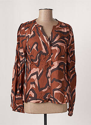 Chemisier coupe cintrée manches longues marron CREAM femme