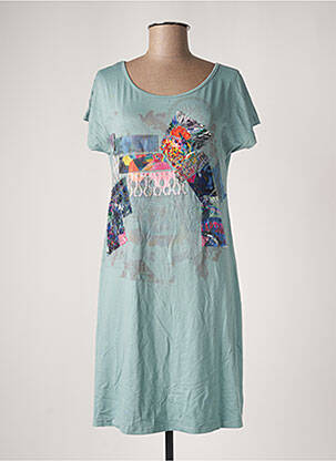 Robe mi-longue manches courtes manches courtes vert ROSE POMME femme
