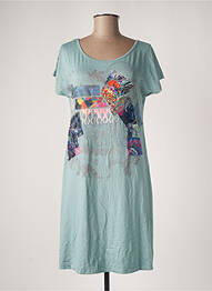 Robe mi-longue manches courtes manches courtes vert ROSE POMME femme