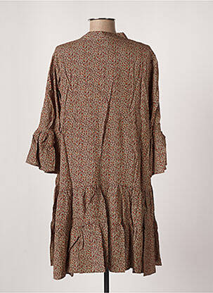 Robe mi-longue coupe fluide manches longues marron LAST QUEEN femme