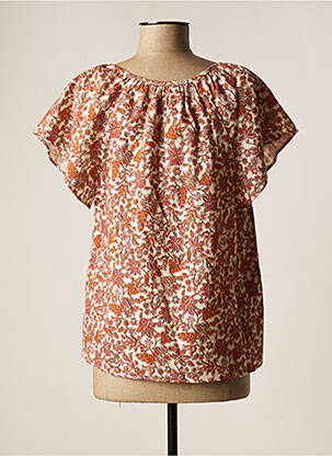 Blouse col v manches courtes orange C'EST BEAU LA VIE femme