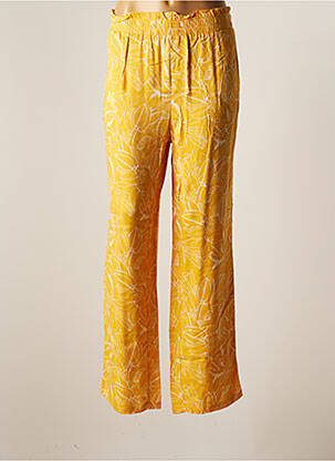 Pantalon large tissage crêpe taille normale jaune ONE STEP femme