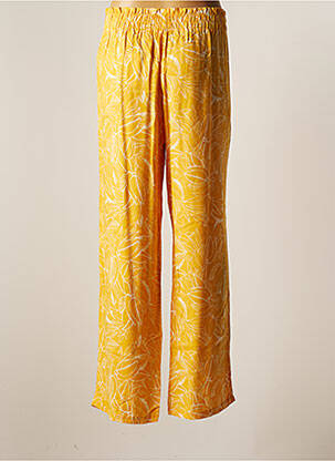 Pantalon large tissage crêpe taille normale jaune ONE STEP femme