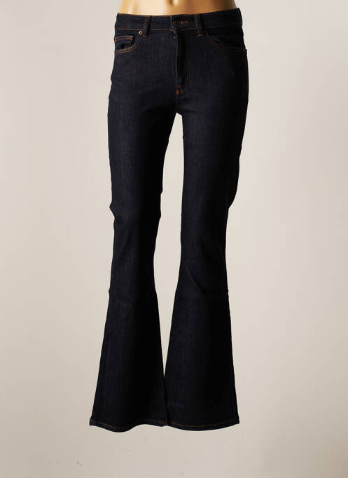 Jean coupe flare coupe droite évasée sur le bas taille haute bleu FIVE femme