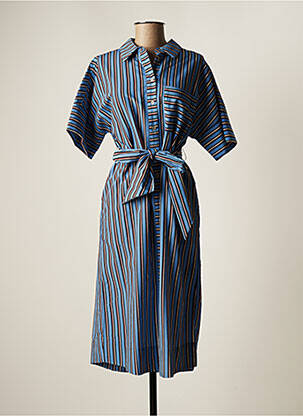 Robe mi-longue manches courtes manches courtes bleu SUNCOO femme