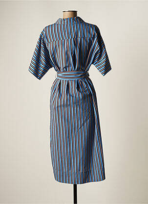 Robe mi-longue manches courtes manches courtes bleu SUNCOO femme
