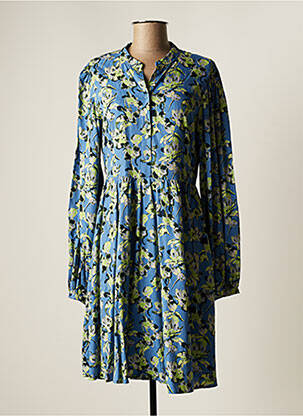 Robe mi-longue imprimé fleurs manches longues bleu SELECTED femme