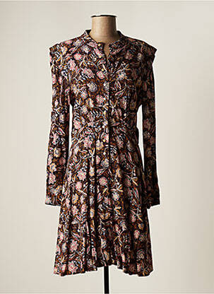Robe mi-longue imprimé fleurs manches longues bleu SUNCOO femme