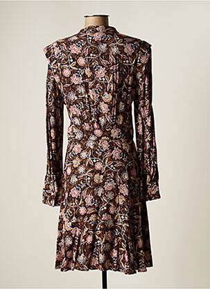 Robe mi-longue imprimé fleurs manches longues bleu SUNCOO femme