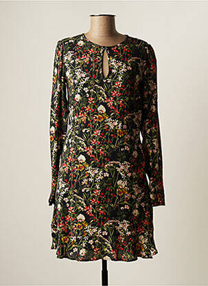 Robe mi-longue imprimé fleurs manches longues noir MAISON SCOTCH femme