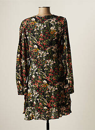 Robe mi-longue imprimé fleurs manches longues noir MAISON SCOTCH femme