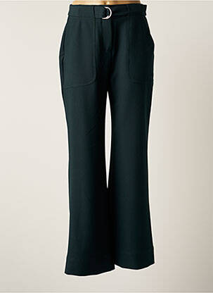 Pantalon chino fermeture zippée sous rabat avec crochet taille haute vert SUNCOO femme
