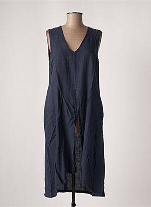 Tunique sans manche tissage crêpe bleu HUMILITY femme