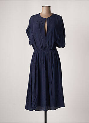 Robe mi-longue coupe fluide manches courtes bleu OTTOD'AME femme