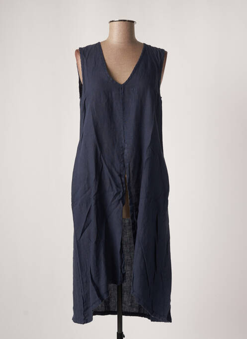 Tunique sans manche tissage crêpe bleu HUMILITY femme