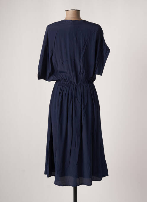 Robe mi-longue coupe fluide manches courtes bleu OTTOD'AME femme