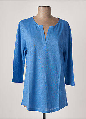 Top col v manches 3/4 bleu J & W femme