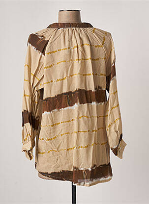 Chemisier imprimé fantaisie manches longues marron MARGOT femme