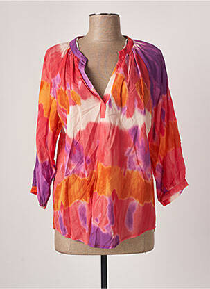 Blouse tissage popeline manches longues rose EMA BLUE'S femme