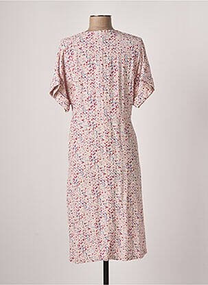 Robe mi-longue coupe fluide manches courtes beige IDANO femme