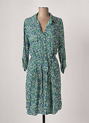 Robe mi-longue manches 3/4 manches 3/4 vert ATELIER JAD femme