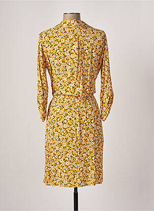 Robe mi-longue imprimé fleurs manches longues jaune ATELIER JAD femme