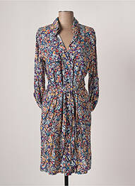Robe mi-longue coupe fluide manches longues bleu ATELIER JAD femme