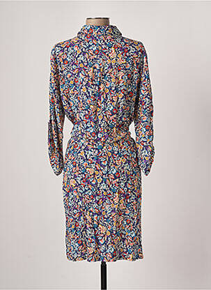 Robe mi-longue imprimé fleurs manches longues bleu ATELIER JAD femme