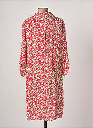 Robe mi-longue imprimé fleurs manches longues rouge ATELIER JAD femme