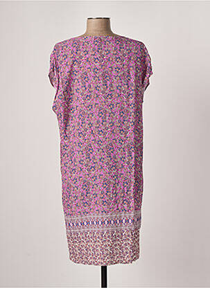 Robe mi-longue imprimé fleurs manches courtes violet EMA BLUE'S femme