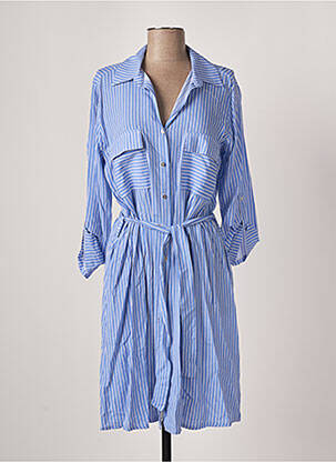 Robe mi-longue coupe fluide manches longues bleu ATELIER JAD femme