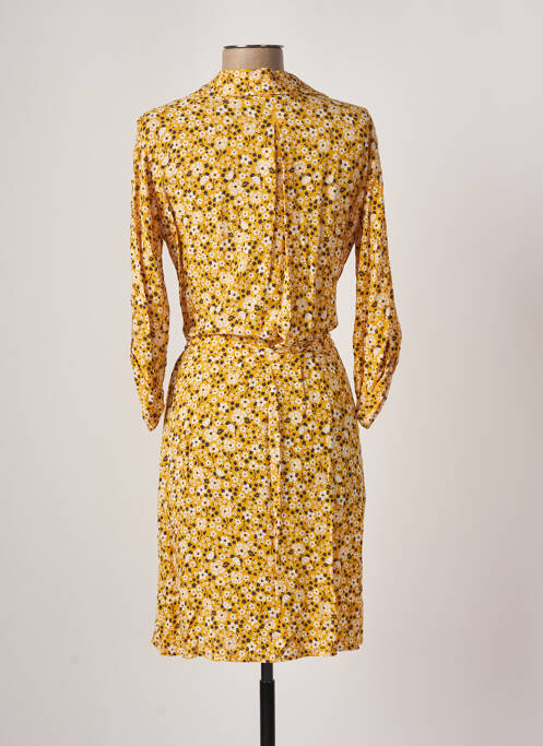Robe mi-longue coupe fluide manches longues jaune ATELIER JAD femme