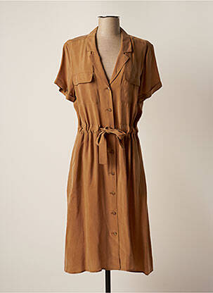 Robe mi-longue coupe fluide manches courtes marron GERARD DAREL femme