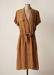 Robe mi-longue coupe fluide manches courtes marron GERARD DAREL femme
