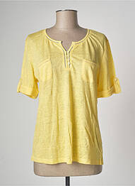 T-shirt col v manches courtes jaune SOIE POUR SOI femme