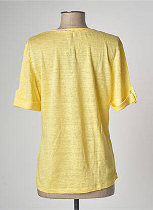 T-shirt col v manches courtes jaune SOIE POUR SOI femme