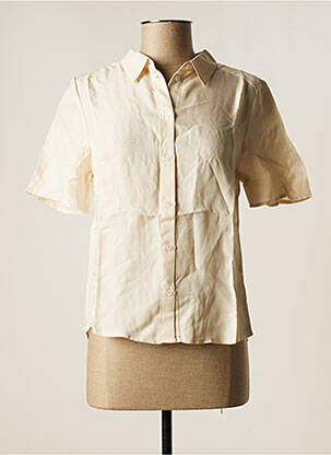 Chemisier coupe cintrée manches courtes beige VILA femme