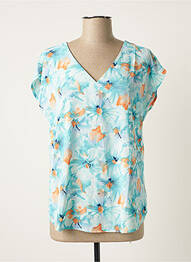 Top coupe fluide manches courtes bleu SARAH JOHN femme